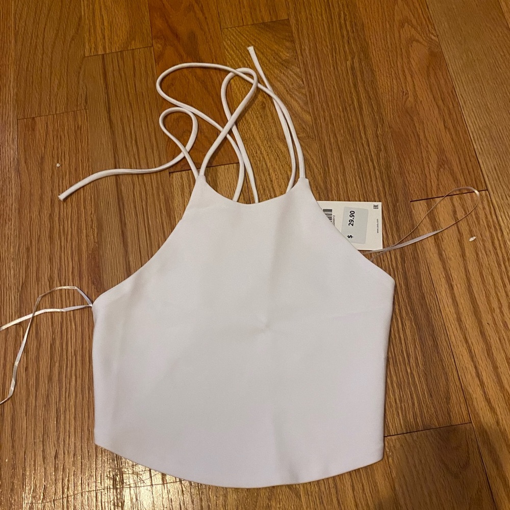 Zara White Backless Crop Top